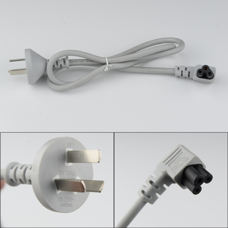 國標三插直頭+彎頭梅花尾電源線
